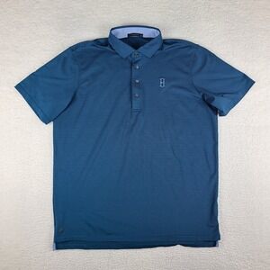 Greyson Polo Shirt Mens XL Blue Teal Striped Performance Golf Short Sleeve EC